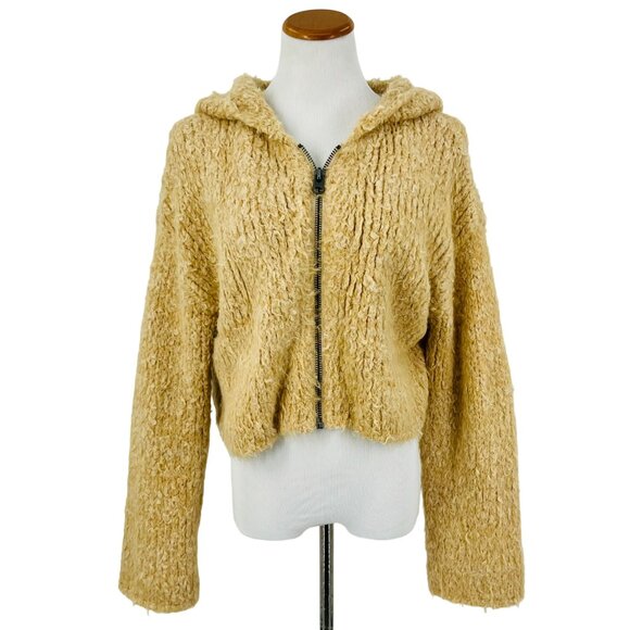 NWOT Free People Cream Beige Cropped Teddy Bear Boho Enchanted Hoodie Jacket - Picture 14 of 16